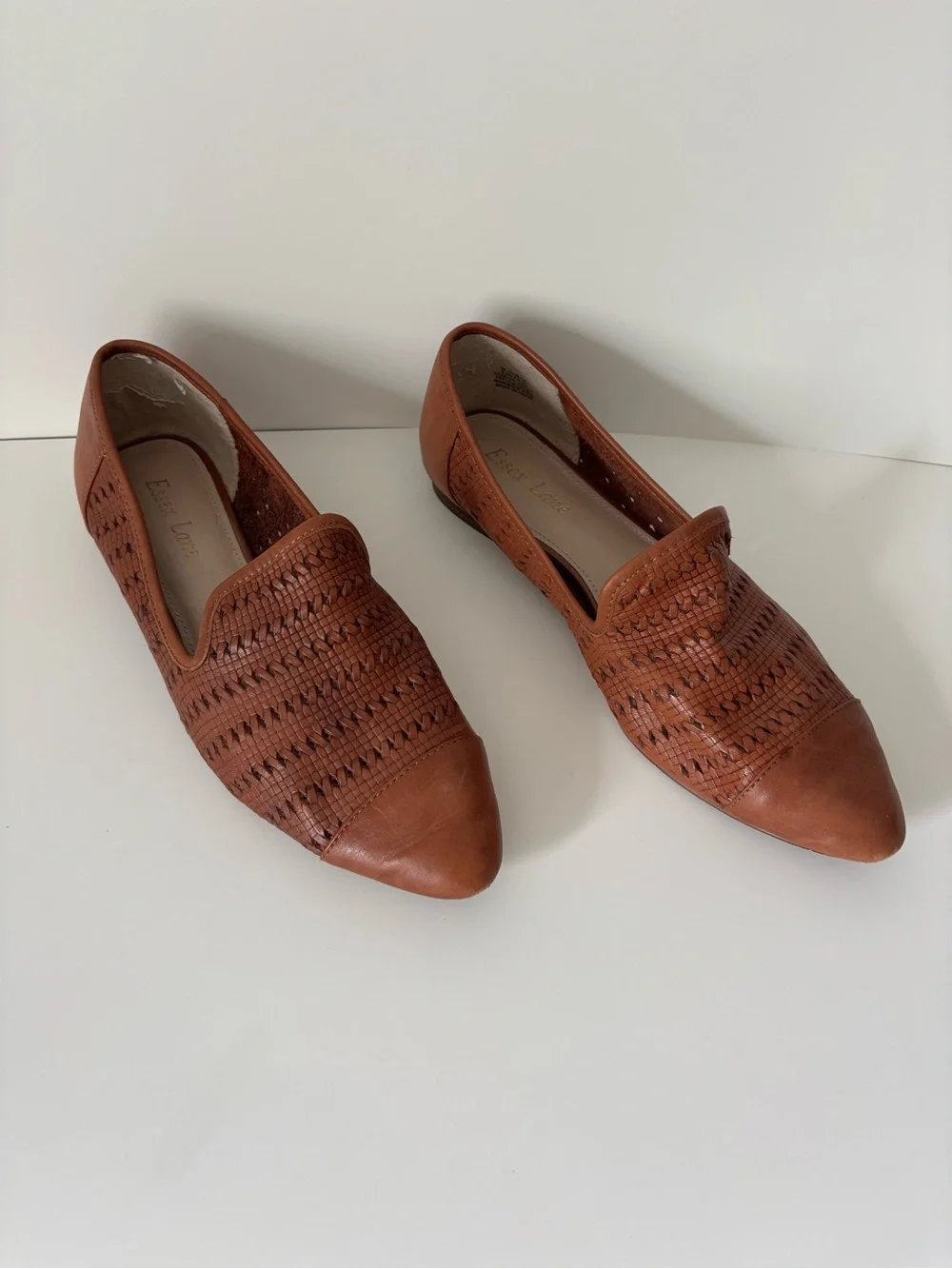 Essex Lane Cognac Woven Leather Loafers